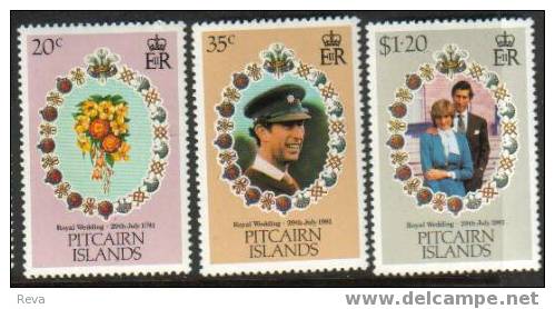 PITCAIRN  ISLANDS SET OF 3  DIANA  WEDDING QEII MINT 1981 SG206-08  SPECIAL PRICE !! READ DESCRIPTION !! - Islas De Pitcairn