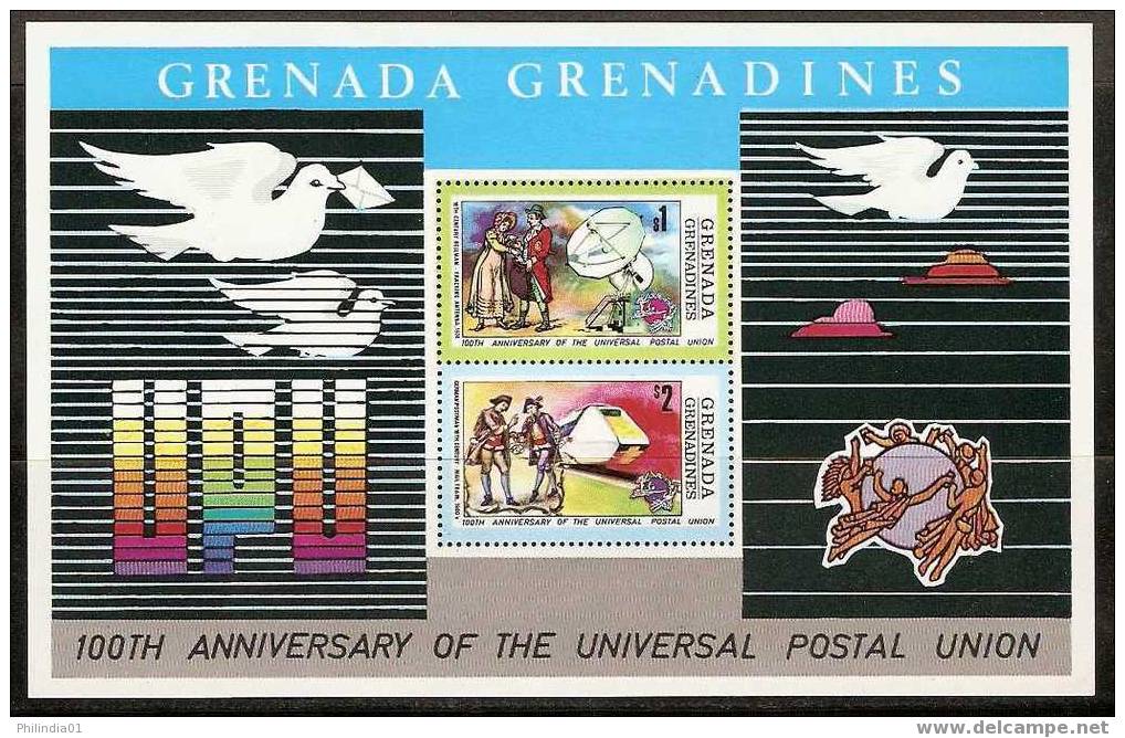 GRENADA GRENADINES 1974 U.P.U CENTENARY, SHIP, TRAIN, M/s  MNH # 9197 - U.P.U.