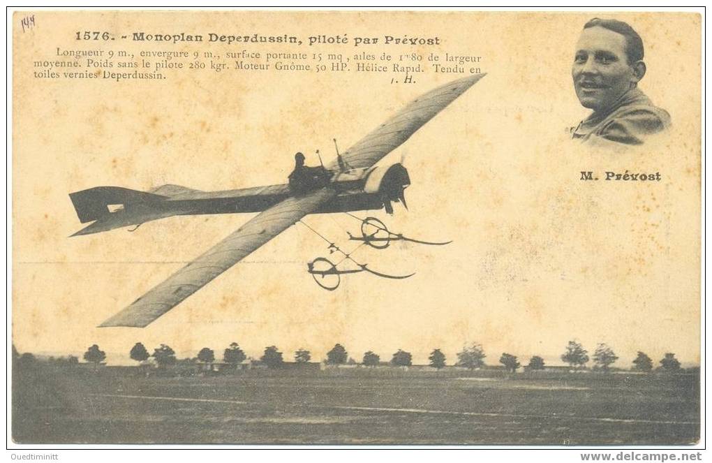 Monocoque Deperdussin.Piloté Par Prévost. Portrait De Prévost. - ....-1914: Precursors