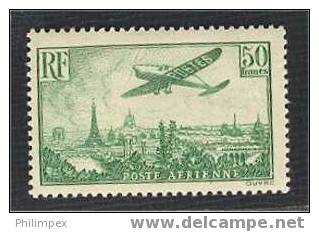 FRANCE AIRPOST 1936, SMALL VALUES HINGED, 50 FRANCS STAMP NEVER HINGED! - 1927-1959 Postfris