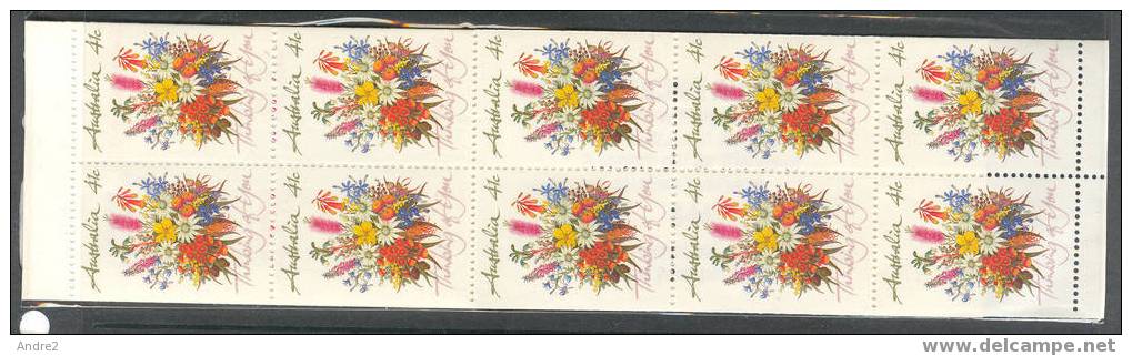 Australia 1990  Greetings Stamps 41c :Booklet Pane. No. 1230×10 - Roses
