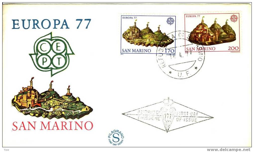 SAN MARINO FDC 1977 EUROPA. TURISMO - 1977