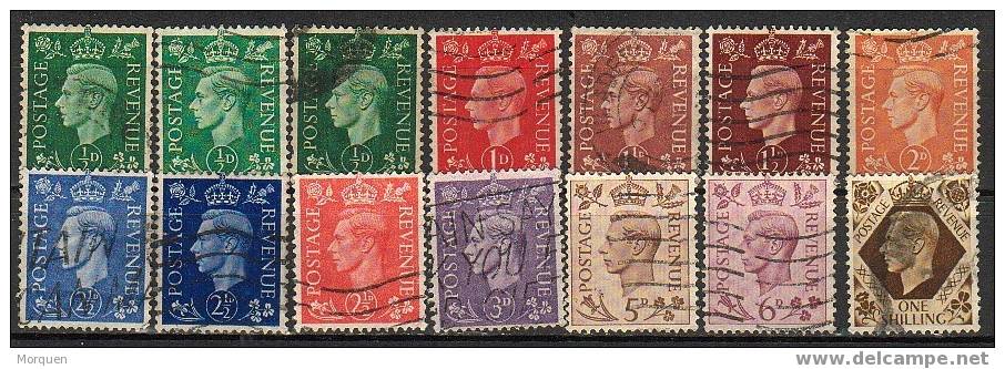 Lote 14 Sellos INGLATERRA  Jorge VI º - Used Stamps