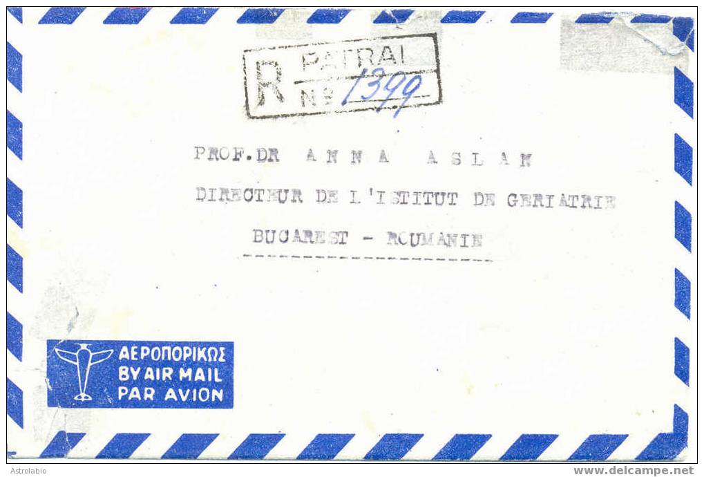 Greece Postal History Cover 1958 To Roumanie (Anna Aslan !!!!) - Brieven En Documenten