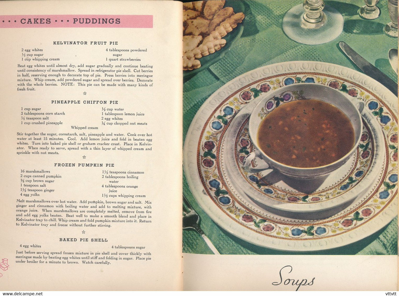 "The Kelvinator Book Of Recipes" 64 Pages (16 Cm On 24 Cm) Three Scans With Summary - Américaine