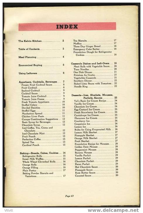 "The Kelvinator Book Of Recipes" 64 Pages (16 Cm On 24 Cm) Three Scans With Summary - American (US)