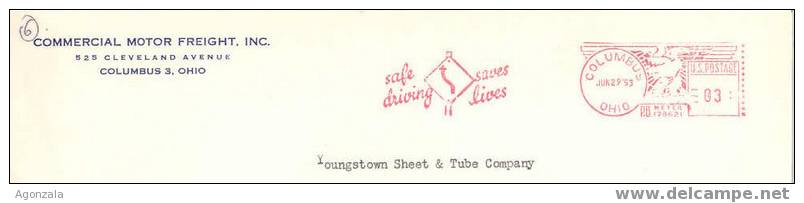 EMA 1953 FRAGMENT - CONDUIRE SÛREMENT IL SAUVE DES VIES - SIGNAL TRAFIC COURBES - COLUMBUS USA 1953 - Secourisme