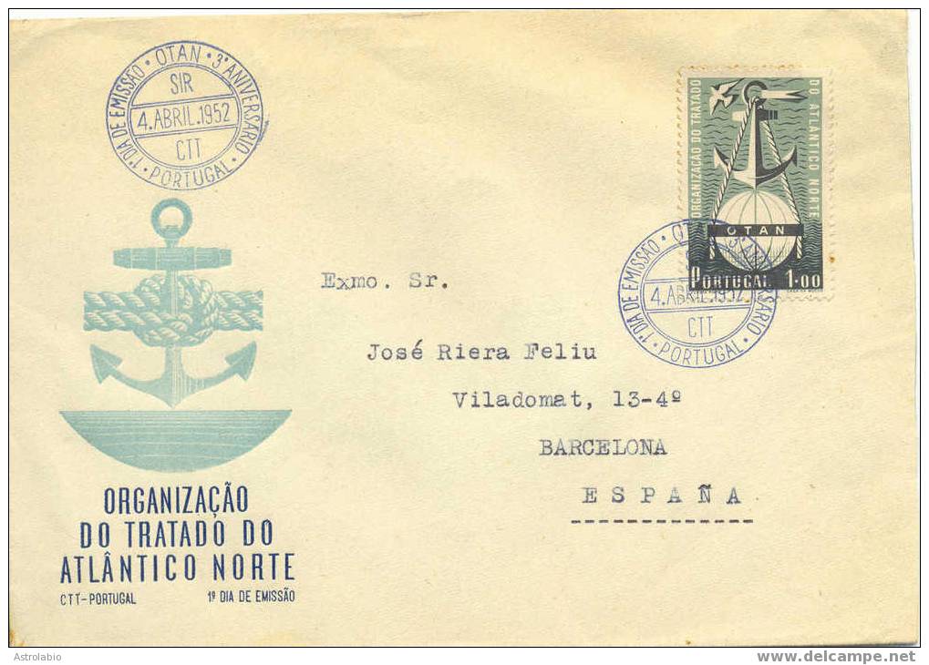 Portugal 1952 FDC "3 Anivº De L´O.T.A.N." Yvert 760 - OTAN