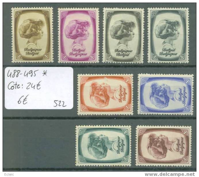 BELGIQUE  No COB 488-495 * (  Avec Charnière )          Cote: 24 € - Neufs