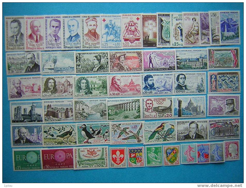 FRANCE ANNEE 1960 COMPLETE NEUVE**   53 TIMBRES. - 1960-1969