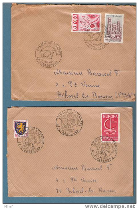 FRANCE - 4 Enveloppes Ayant Circulé  Avec Timbres  Europa  CEPT + Cachets Spéciaux - 1967