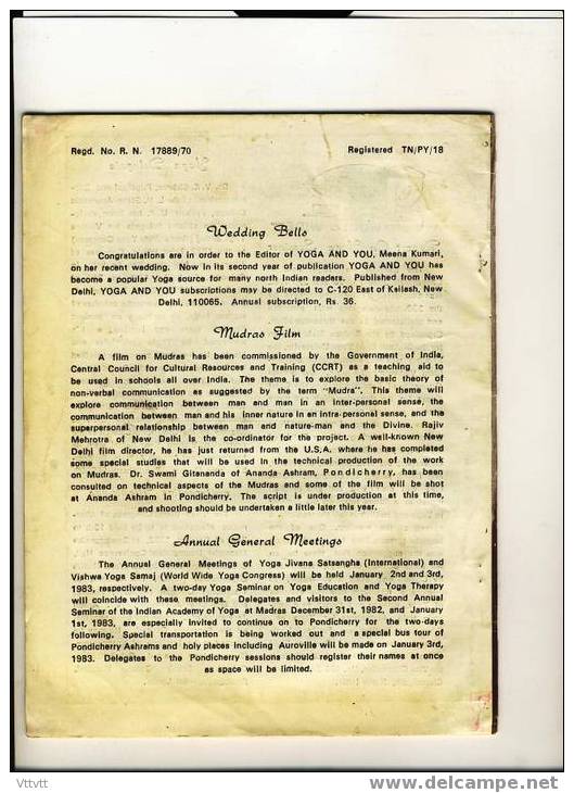 "YOGA LIFE" N° 8, August 1982, Vol 13 - Religión/Espiritualismo