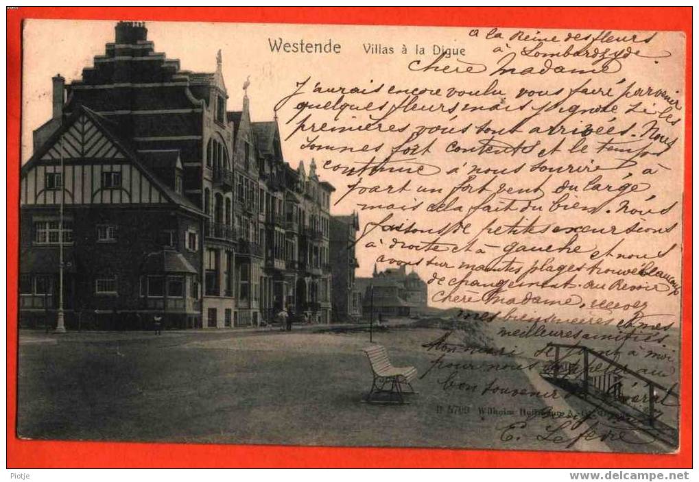 * Westende (Nieuwpoort - Oostende) * (Wilhelm Hoffmann) Villas à La Digue, De Dijk, La Plage, Vieux Carte Rare, Old - Westende