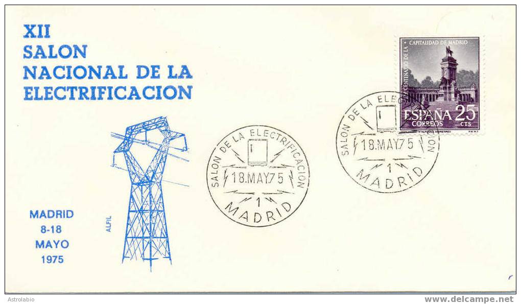 Espagne 1975 "XII Salón Nacional De La Electrificación" Obliteration - Electricity