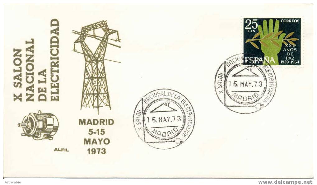 Espagne 1973 "X Salón Nacional De La Electrificación" Obliteration - Electricity