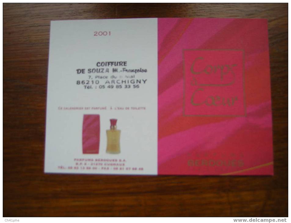 CALENDRIER PARFUME - CORPS A COEUR- BERDOUES - Modern (from 1961)