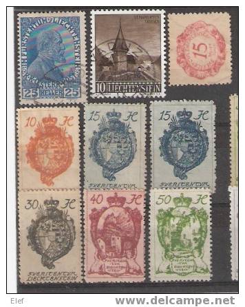 Liechtenstein , Lot De 18 Timbres Neufs Et ObL. Dont Yvert N° 9 ,35,96,370... Taxe ; TB - Collections