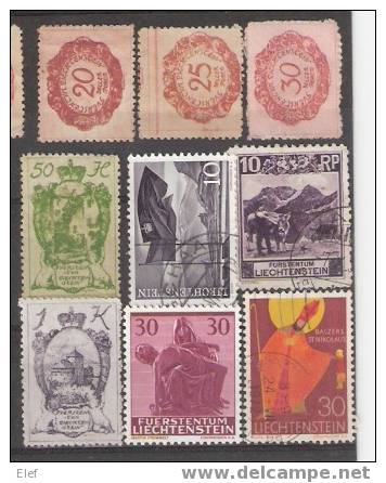 Liechtenstein , Lot De 18 Timbres Neufs Et ObL. Dont Yvert N° 9 ,35,96,370... Taxe ; TB - Collections