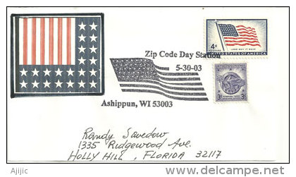 Drapeau Americain. Stars & Stripes.  Ashippun. Wisconsin. USA, Enveloppe Souvenir - Enveloppes