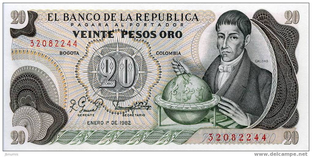 Colombie Colombia 20 Pesos Oro Enero 1 De 1982 UNC P409d - Colombie