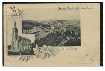 LUXEMBOURG BETTEMBOURG (carte Fantaisie Vue Générale Avec Gare + église) - Bettemburg