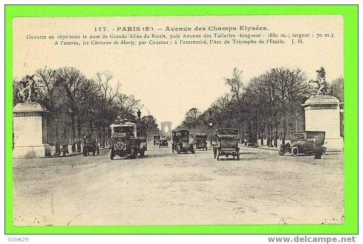 PARIS - AVENUE DES CHAMPS ÉLYSÉES - ÉDIT. L. BOISSON - ANIMÉE VIEILLE VOITURES - CIRCULÉE - - Champs-Elysées