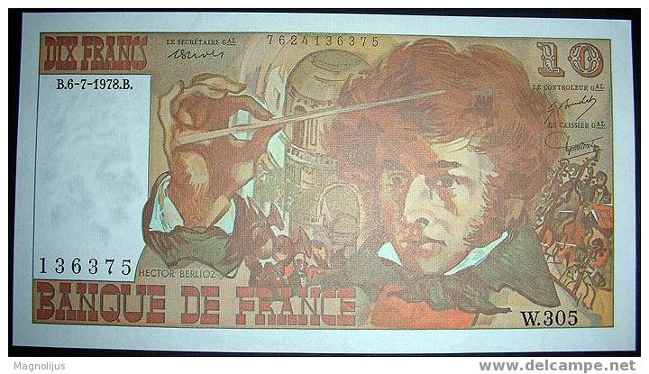 France,Bancnote,10 Franc,Dix Francs,1978.,Paper,Money - 10 F 1972-1978 ''Berlioz''