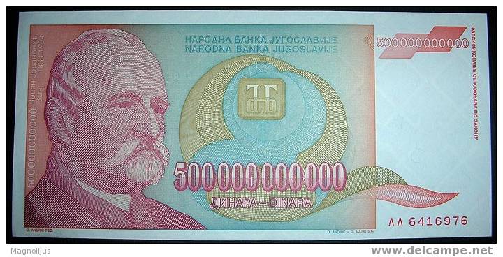 Yugoslavia,Bancnote,500.000.000.000 Dinars,World Largest Bill,Inflation,1993.,Paper,Money - Jugoslawien