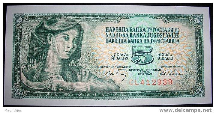 Yugoslavia,Bancnote,5 Dinars,1968.,Paper,Money - Jugoslawien