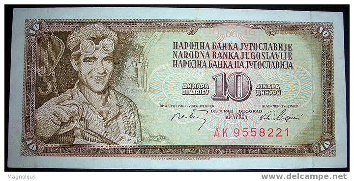 Yugoslavia,Bancnote,10 Dinars,1968.,Paper,Money - Jugoslawien