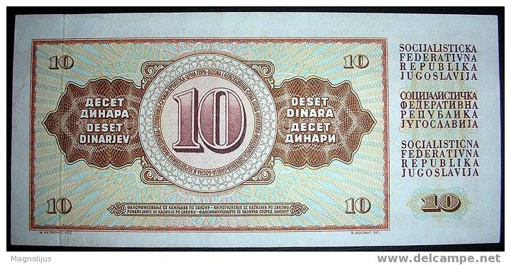 Yugoslavia,Bancnote,10 Dinars,1968.,Paper,Money - Jugoslawien