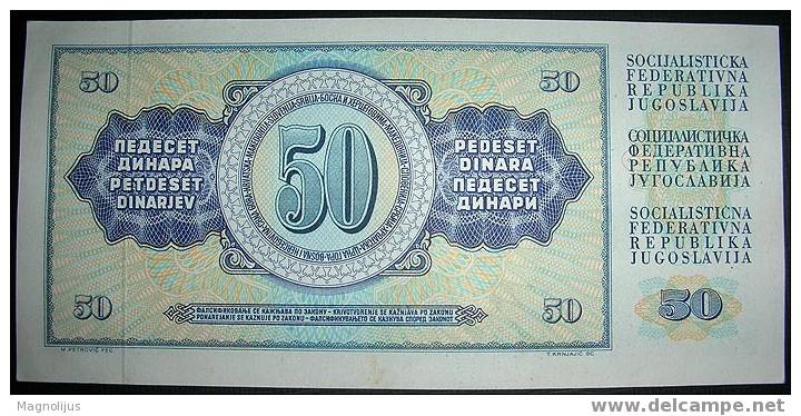 Yugoslavia,Bancnote,50 Dinars,1968.,Paper,Money - Yugoslavia