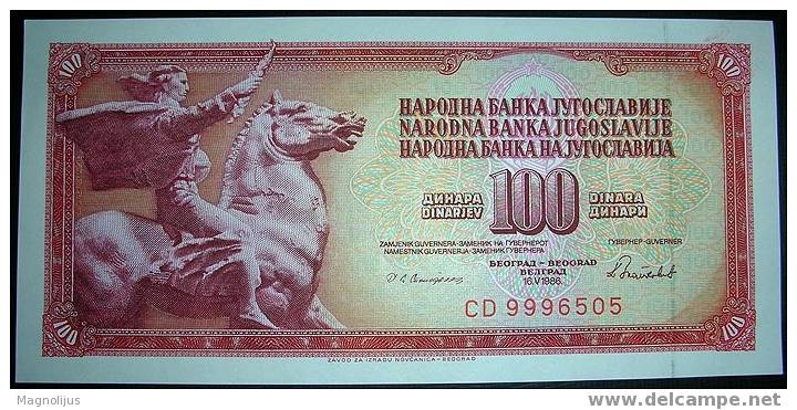Yugoslavia,Bancnote,100 Dinars,1986.,Paper,Money - Jugoslawien