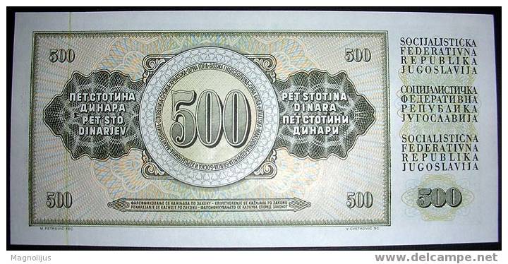 Yugoslavia,Bancnote,500 Dinars,1978.,Paper,Money - Yugoslavia