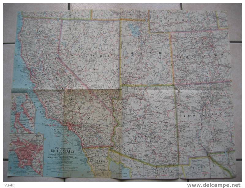 SOUTHWESTERN UNITED STATES (Etats Du Sud-Ouest Des Etats-Unis) : National Géographic Society (1959) 63 Cm Sur 48 Cm - Autres & Non Classés