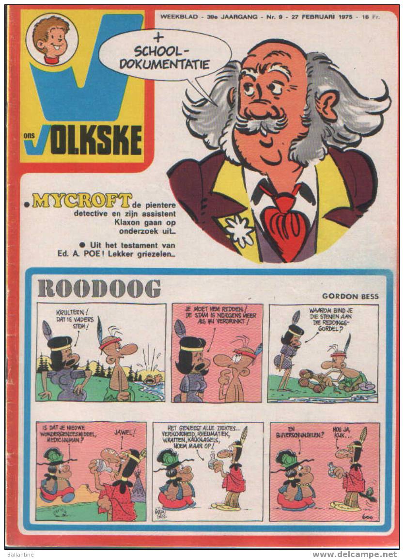 ONS VOLKSKE N°9 1975  MYCROFT EN COUVERTURE - Ons Volkske