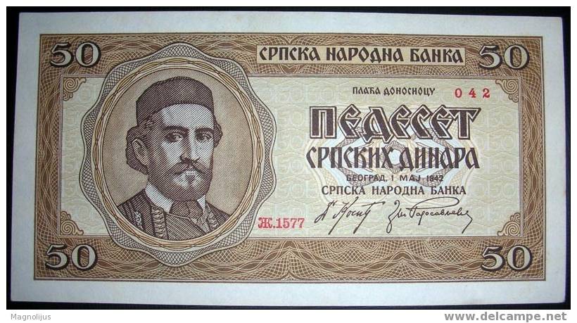 Serbia,Banknote,50 Dinars,Ocupation,WWII,1942.,Paper,Money - Jugoslawien