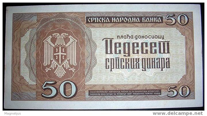 Serbia,Banknote,50 Dinars,Ocupation,WWII,1942.,Paper,Money - Yugoslavia