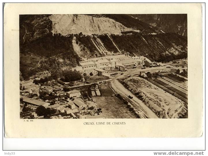 - FRANCE DROME . CRUAS . USINE DE CIMENT. REPRO DE PHOTO DES ANNEES 1935 - Autres & Non Classés