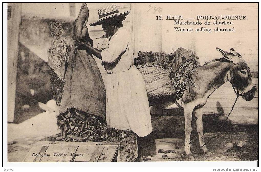Ha018/  HAITII - 1932 – Ansichtskarte Holzkohle-Verkauf – Frankiert - Haiti
