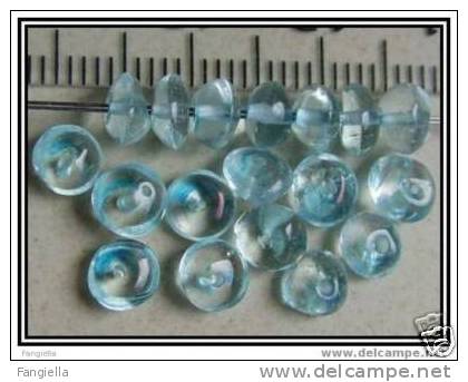 Lot De 10 Perles Rondelles En Topaze Bleue Environ 4x2mm - Perles