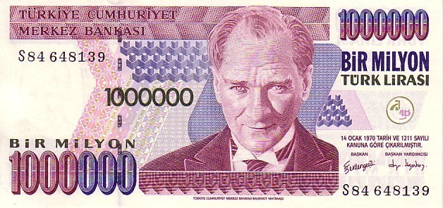TURQUIE   1 000 000 Lira  Non Daté (1995)   Pick 209    ***** BILLET  NEUF ***** - Turkey