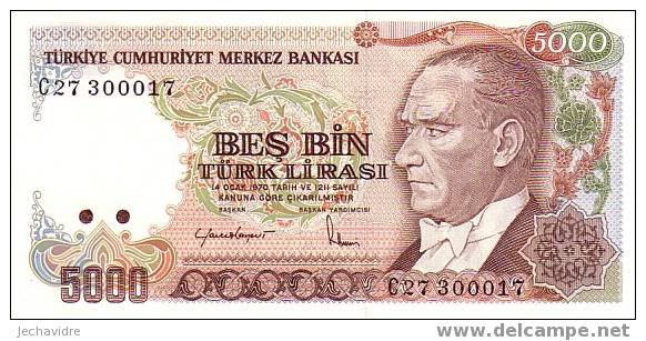 TURQUIE   5 000 Lirasi   Non Daté   Pick 197     ***** BILLET  NEUF ***** - Turquie