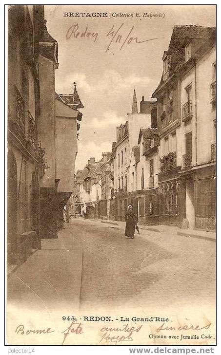 REDON LA GRAND RUE 1902 - Redon