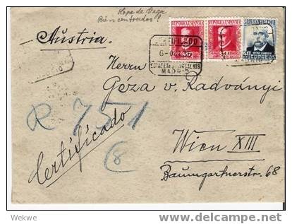 Ep206a /Spanien, Brief,  Madrid 1935 – Einschreiben Mit Lope De Vega In Zentrierung, Nach Wien - Briefe U. Dokumente