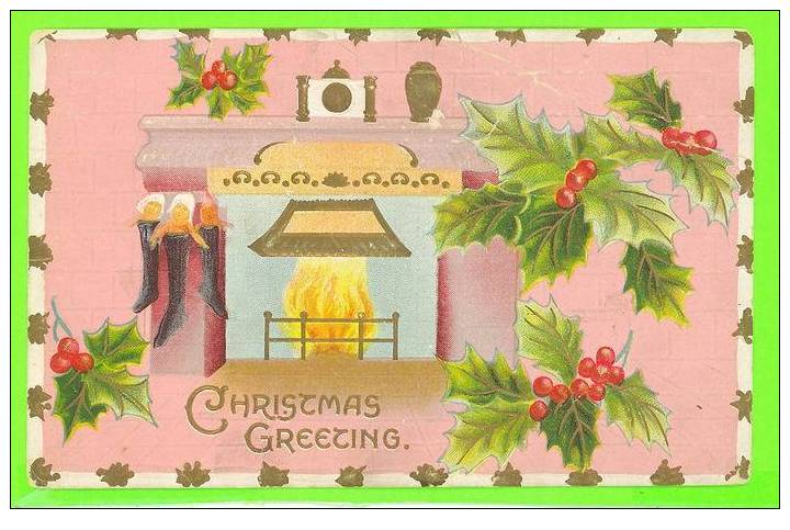 NOEL - CHRISTMAS GREETINGS - FIRE PLACE - EMBOSSED - CARD IS WRITTEN - - Other & Unclassified