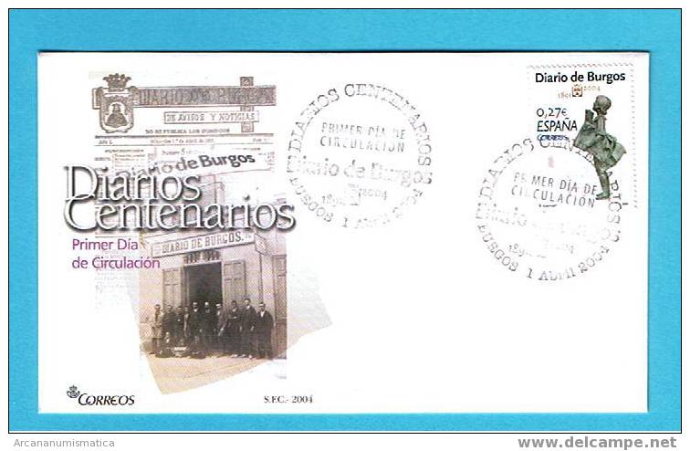 ESPAÑA 2.004 FDC PRIMER DIA DE CIRCULACION "DIARIO De BURGOS" SDL-20 - FDC