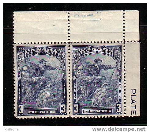 Canada SC 208 -  Paire - Jacques Cartier 1934 - Neuf MH* Trace De Charnière - Unused Stamps