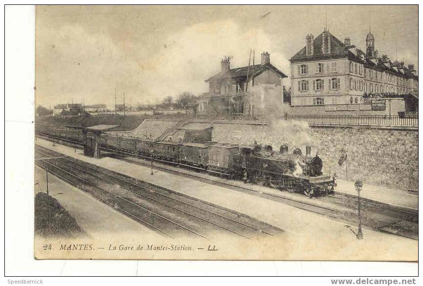 6827 MANTES- GARE DE MANTES - STATION LL-24 Train Vapeur Locomotive - Mantes La Ville