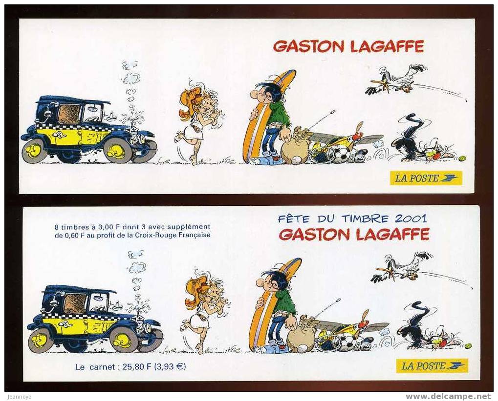 FRANCE - CARNET FÊTE DU TIMBRE 2001,GASTON LAGAFFE, INSCRIPTIONS ABSENTES SUR COUVERTURE - LUXE ET RARE - Libretti